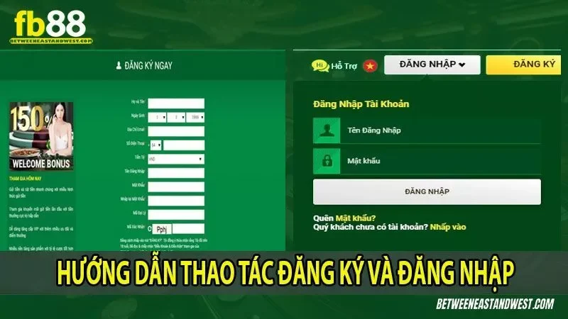 Hướng dẫn thao tác đăng ký và đăng nhập FB88